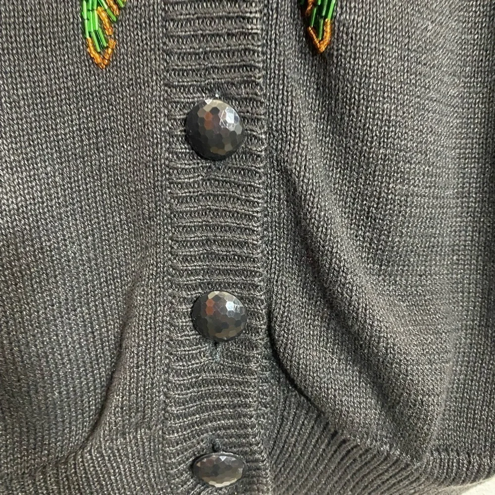 Highgate LTD Petite Vintage floral beaded knit button up cardigan size MP